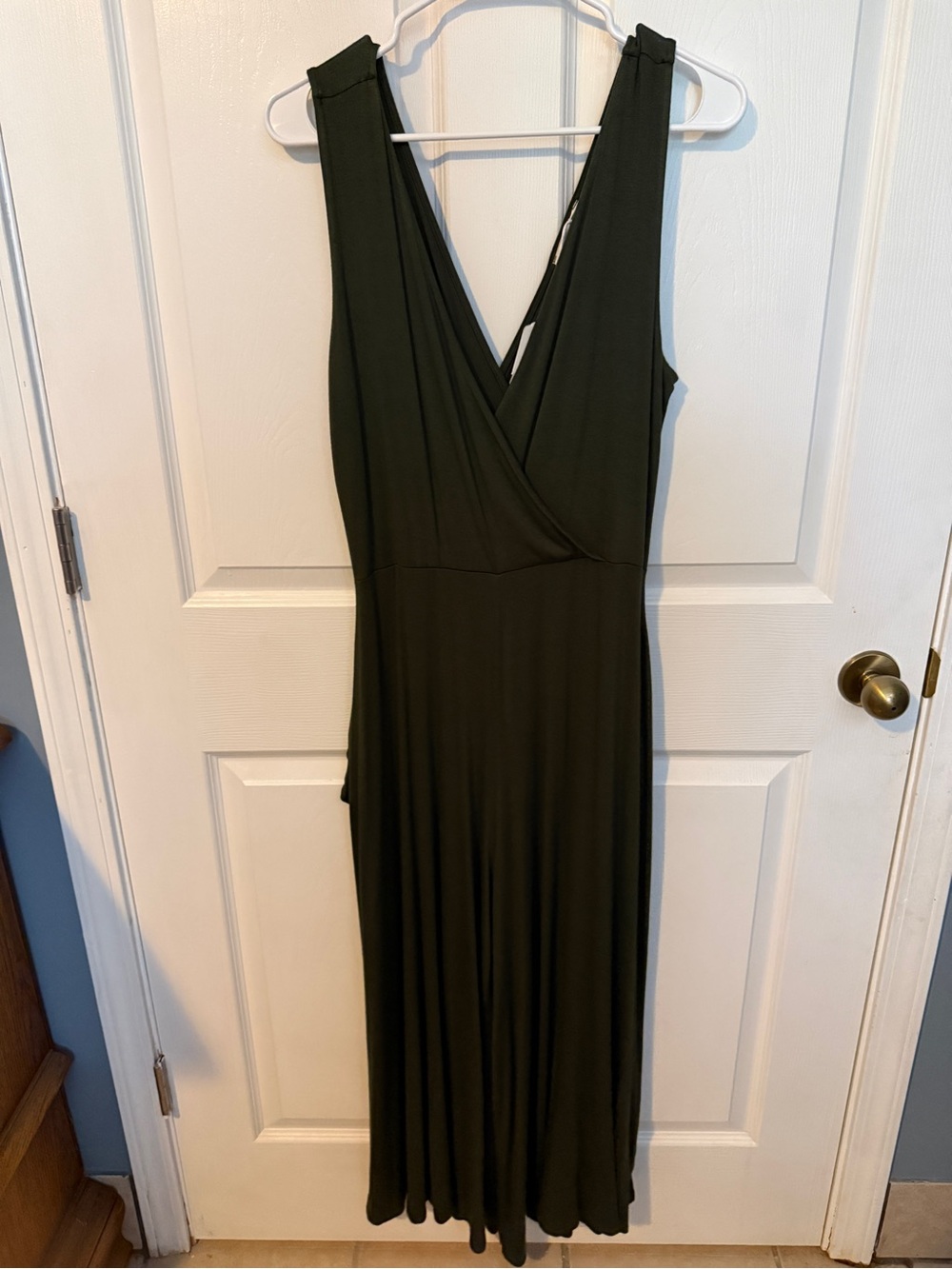 Zenana Outfitters Olive Green Sleeveless Wrap Jumpsuit